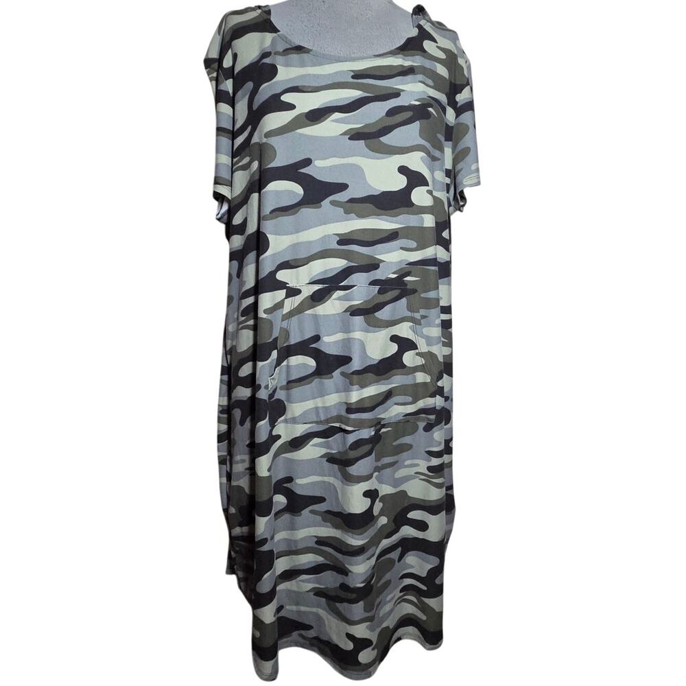 Camo Prink Hooded Short Sleeve Shirt Dress Size 3X